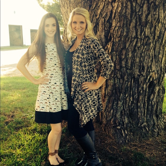 Adorable Fit and Flare Mustache Dress - Picture 1 of 5